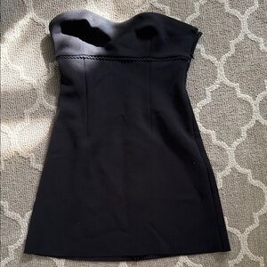 Black mini strapless dress